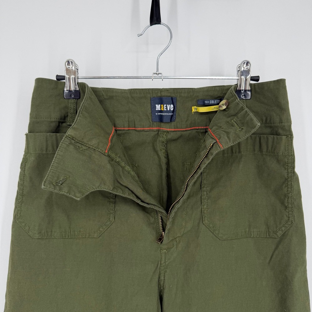 Maeve Anthropologie The Colette Wide Leg Pants Moss Green 28T OB1364733 Crop - Picture 9 of 12
